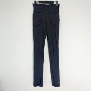 Lululemon black white diamond print drawstring high waist leggings size 4